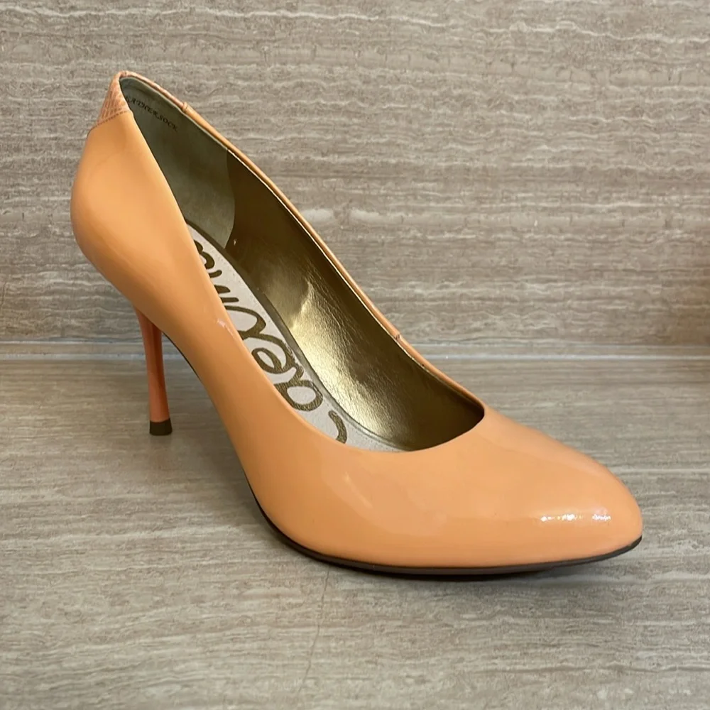 SAM EDELMAN UEC size 8 “Camdyn” Stiletto Heels coral orange pink heel detail - Picture 2 of 16